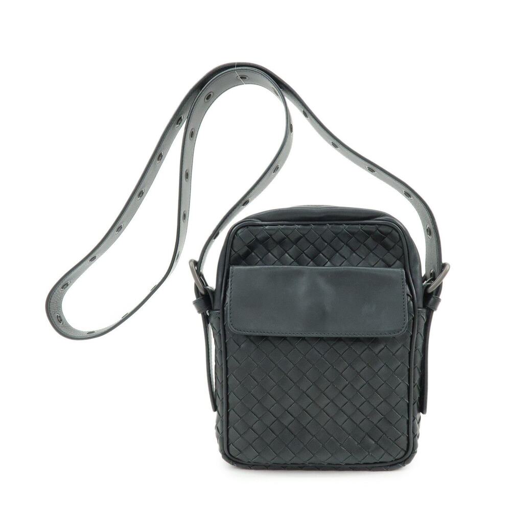 Bottega Veneta Intrecciato Lambskin Crossbody Bag Black